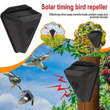 1pc Solar Powered Animal Repeller - Triangular Outdoor Garden Bird Repellent Device With 13 Sounds, Effective Wild Animal Control For Farm, Yard And Garden - Black - View 6