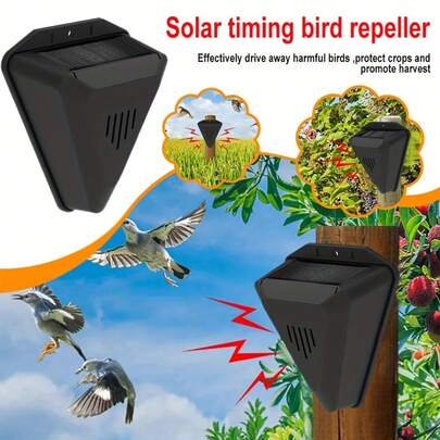 1pc Solar Powered Animal Repeller - Triangular Outdoor Garden Bird Repellent Device With 13 Sounds, Effective Wild Animal Control For Farm, Yard And Garden
