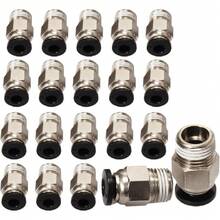 20 PCs PC4-M10 Pneumatic Connector Fittings Bowden Tube Coupler Male Straight Tube Push For E3D-V6 Bowden Extruder Compatible With Ender-3 Ender-3 V2 3D Printers,24273368 - Black - View 1