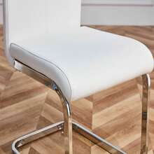Cantilever Chair, Chrome-Plated Metal Frame, Maximum Load 120 Kg, Soft Padding And Faux Leather Upholstery, White. (Set Of 4) - White - View 3