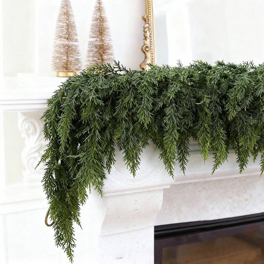 1PC Artificial Christmas Cedar Garland Green Faux Cedar Pine Garland For Fireplace Indoor Outdoor Fake Plants For Home Decor, Wedding Decor, Wedding Table Decorations, Autumn Home Decor, Room Decor, Balcony Decor, Kitchen Decor, Dining Room, Bedroom Accessories, Living Room Decor, Party Decorations, Halloween Decor, Christmas Decoration, Birthday Party, Wall Decor, House Decor, Birthday Gifts Pumpkin Vase Arden Decor
