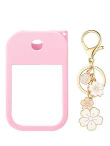2pcs/1pc (30ml) Hand Sanitizer Spray Bottle Protective Case, 26 Cherry Blossom Letter Pendant, Silicone Spray Bottle Anti-Drop Anti-Collision Protective Cover, Keychain Design, Easy To Carry For Travel, Can Be Hung On Bags, Keys Or Children's Backpacks, Wear-Resistant, Waterproof, Reusable Protective Cover Suitable For Hand Sanitizer Spray Bottle, Travel, Outdoor, Gifts, Halloween Gifts, Christmas Gifts