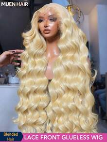 34 Inch 200%Density #613 Blonde Body Wave Lace Front Wigs Pre Plucked 13x4 HD Transparent Lace Frontal Wig #613 Blonde With Baby Hair Wig 200% Density Lace Front Wigs For Women Natural Hairline - S/613 - View 2