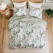 Lightweight Seersucker Botanical Comforter Set King Size, Reversible Design With Striped Print, Premiuicrofiber Bedding Set, Comforter And Sham Set, Green,24191359 - Iceberg Green - 查看 2