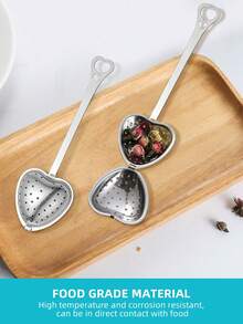 10 pezzi Infusore da tè a forma di cuore in acciaio inossidabile, filtro da tè a forma di cuore con manico lungo, pallina da tè, strumento per preparare il tè in ufficio, strumento per immergere condimenti, adatto per infusione di tè in foglie e tè di fiori, sacchetto per condimenti bolliti