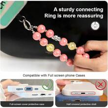 Cute Beaded Phone Wrist Strap Women - Anti-Theft Hands-Lanyard With Jewelry Beads, Multi-Use Charm Bracelet Phone/Camera/Purse/Keys - màu xanh lá - Xem 7