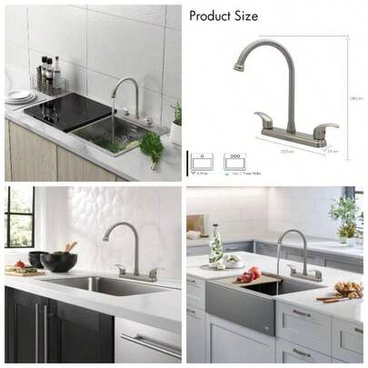 Mezcladora para Fregadero, Grifos para Cocina Negro Mate, Llave de Fregadero de Cocina Flexible, Grifo de Cocina con Dos Asas, Grifo de Cocina Moderno de Acero Inoxidable, SP - 80100 - N