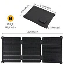 Cargador de panel solar portátil de 21 W, kit de panel solar plegable con salida DC/USB C/USB A para banco de energía, estación de teléfono, tableta, panel solar impermeable de alta eficiencia - Negro - Ver 5