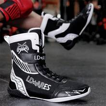 Men's Professional Wrestling Shoes, High-Top Competition Training Shoes, Wrestling Shoes & Fitness Boots, Colorful Patchwork Sports Shoes, Synthetic Leather & Mesh Material, Indoor Fitness Non-Slip Boxing Training Shoes, Suitable For All Seasons, Size: 39-48