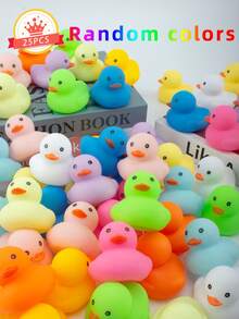 10/20/30pcs Pack Solid Color Squeeze Squeaky Cute Little Duck PVC Plastic Floating Water Pool Toys, Stress Relief & Party Favors, Suitable For All Seasons,Mini Rubber Ducks,Summer Toy,Water Squishy