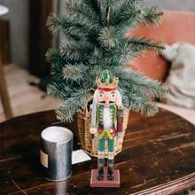 2pcs Nutcracker Ornament Christmas Decor Holiday Desktop Ornaments Puppets Walnut Soldier Wood