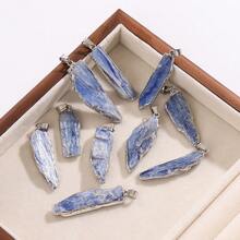 قلادة بسلسلة من البلورة الزرقاء الطبيعية، قلادة حجر خام مطلية بالذهب، مجوهرات شفائية للنساء، هدية رقيقة للاستخدام اليومي - متعدد الألوان - مشاهدة 8