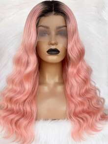 Ombre Pink With Dark Roots 13X4x1 HD Transparent Body Wave Lace Front Wigs Human Hair Put On And Go 250 Density T Part Glueless Wigs Human Hair Pre Plucked With Baby Hair Brazilian Virgin Water Wave Human Hair Wigs For Women - 根染&漸變色 - 查看 8