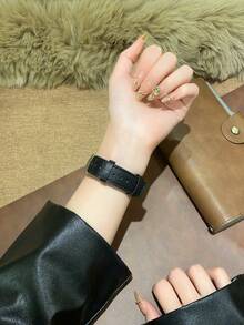 1 件女士奢华黑色石英手表，搭配黑色表带，适合日常搭配 - 黑色 - 查看 5