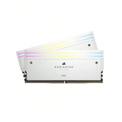 CORSAIR Dominator Titanium RGB DDR5 RAM 64GB (2x32GB) DDR5 6400MHz CL32 Intel XMP Computer Memory Compatible With ICUE - White (CMP64GX5M2B6400C32W) - White - View 1