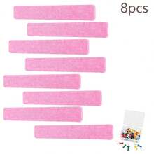 8pcs Cork Board Strips-Felt Nail Board Strips, Suitable For Office And Home Wall Decoration, Notice Board Self-Adhesive, With Thumbtacks, Can Stick Notes, Photos, Schedules