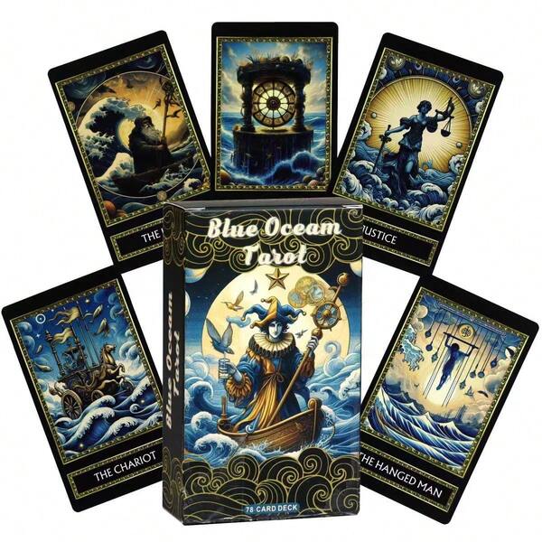 Blue Ocean Tarot: Mystic Guidance For Global Seekers | Premium Tarot Deck With Spiritual Insights|78 Cards|Divination Tools|Tarot Cards|Card Game