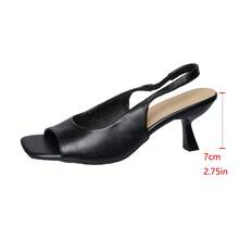 Women's Fashionable Solid Color PU Leather Criss-Cross Strap High Heel Sandals, Suitable For Office, Party, Beach, Outdoor, All Seasons - Black - View 4