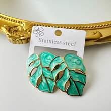 Enamel Leaf Earrings For Women Stainless Steel Statement Jewelry Chic & Sweet Style For Every Occasion