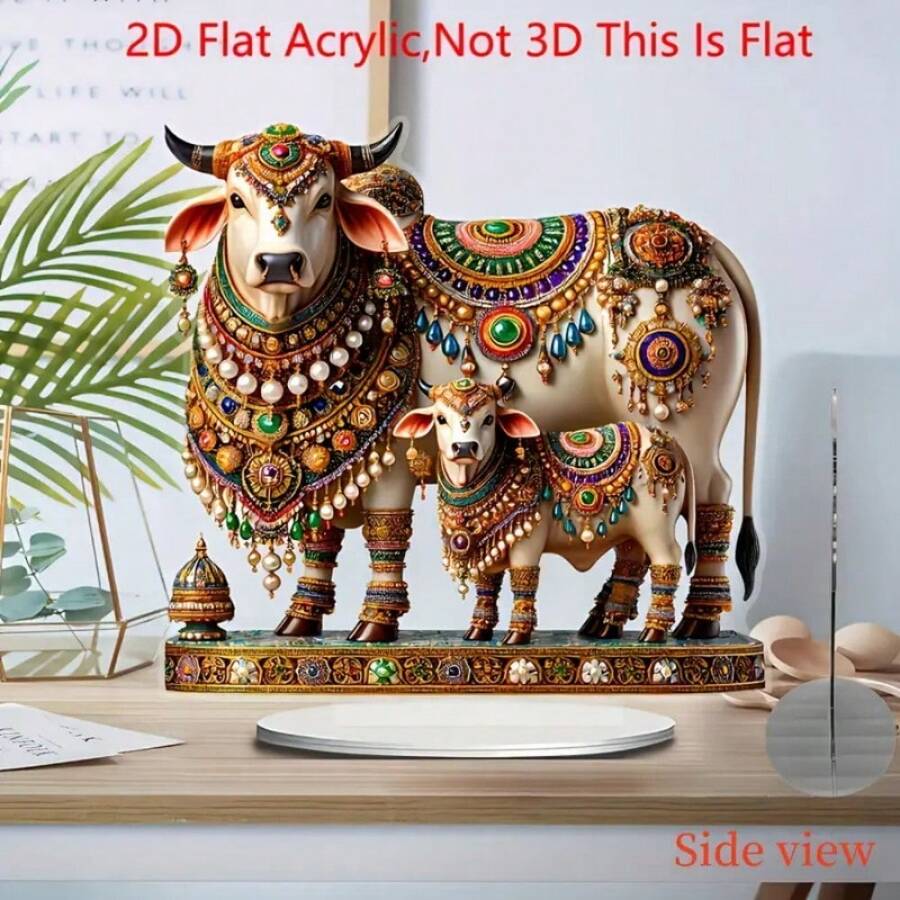 مصيد الشمس الأكريليك المسطح ثنائي الأبعاد بتصميم البقرة المقدسة بطراز بوهيمي - تصميم حيوي واقعي، مثالي لديكور المنزل والمكتب، هدية عيد مثالية