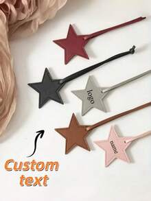Personalized PU Leather Five-Pointed Star Bag Charms, Initial Five-Pointed Star PU Leather Suitcase Pendants, Bag Ornaments, Car Pendants, Decorative Bag Charms, Keychains, Suitable Gifts For Girlfriends, Bridesmaid Gifts, Wedding Accessories, Birthday Gifts, Classmate Gifts, Mother's Day Gifts, Couple Charms.