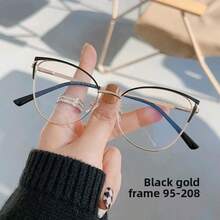 1/2 副女士复古猫眼金属框架时尚蓝光眼镜适合日常阅读和通勤 - 紫金框變色片 - 查看 8