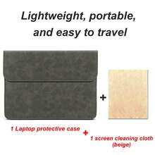 13-14 Inch Laptop Sleeve Bag, Compatible With 13/14/Pro 14/15/16 Inch Laptop, Suitable For 13 13.6 M4 M3 M2 M1 2021-2024/13 Inch 2010-2017/Pro 14 Inch 2010-2015, Slim Envelope Laptop Sleeve, PU Leather Business Briefcase, Unisex Laptop Handbag, Made Of Water-Resistant Faux Suede Material, 1pc Screen Cleaning Cloth Included - Dark Grey - View 15