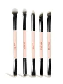 MAANGE 5 pezzi Premium Pennelli per trucco occhi in fibra sintetica, a doppia testina per uso doppio, pennello per ombretto, eyeliner, sopracciglia, correttore, contouring, contorno naso e dettagli, adatto per trucco liquido, in crema e in polvere - per sfumare, mescolare e pennelli per il viso, regalo per donne e ragazze