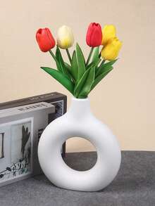 1/3个装饰花瓶，甜甜圈造型花瓶，北欧波西米亚风格花瓶，白色塑料花瓶，家居装饰中心摆件花瓶 - 适用于婚礼、餐桌、派对、客厅、卧室、办公室装饰，可插干花和植物 - 彩色 - 查看 10