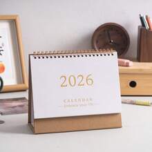 2026 迷你台历简约创意桌面摆件日历计划打孔卡日历记事本日历周年纪念礼物，返校礼物，九种颜色可供选择（粉色、红色、黑色、白色、深蓝色、棕色、紫色、绿色、牛皮纸白色） - 彩色 - 查看 1