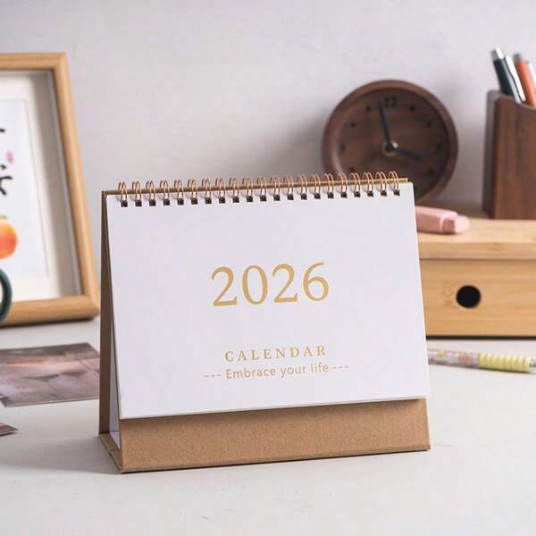 2026 Mini Desk Calendar Simple Creative Desktop Ornaments Calendar Plan Punch Card Calendar Notepad Calendar Anniversary Gift,Back To School Gifts,Nine Colors To Choose From (Pink, Red, Black, White, Dark Blue, Brown, Purple, Green, Kraft White)