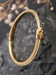 1pc 18K Gold-Plated Stainless Steel Vintage Niche Mysterious High-End Snake-Shaped Bracelet, Domineering Fashion Versatile Personalized, Suitable For Men's Daily Wear, Gift For Boyfriend, Friend, Social Gifting