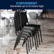 Set Of 4 Trapezoidal Vinyl Stacking Chairs, Commercial Stackable Chairs With Padded Seats And Backs, Black - 黑色布料/黑色框架 - 查看 12