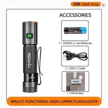 Alonefire X59 Mini EDC Keychain Flashlight Portable Mini Torch Type-C Rechargeable Work Light With Pen Clip And Tail Magnet