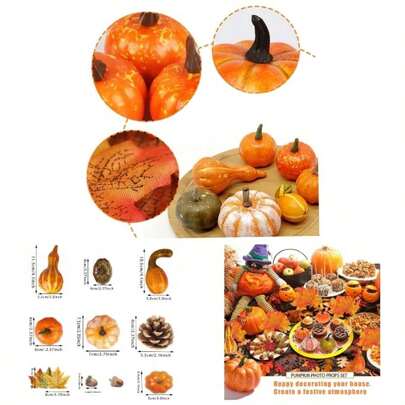 50 Piezas Calabazas Decoracin, Calabaza Decorativa De Halloween Decoracin De Vegetales Falsos Artificiales, para la decoracin del hogar de la de Accin de Gracias de Halloween Estilo A