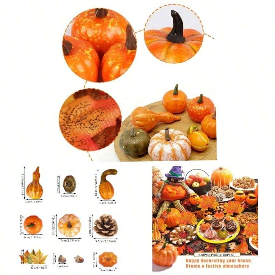 50 Piezas Calabazas Decoracin, Calabaza Decorativa De Halloween Decoracin De Vegetales Falsos Artificiales, para la decoracin del hogar de la de Accin de Gracias de Halloween Estilo A - Estilo A - Ver 1