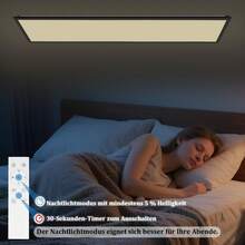homefire LED Panel 100 X 25cm Ceiling Light - Ceiling Panel Black Flat 24W Ceiling Lamp Stepless Dimming 10%-100% Kitchen Lamp With Night Light Function RGB Four Modes For Study Internet Cafe - 24W -100 x 25CM RGB+Dimmbar - Xem 7
