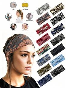 1 pieza Diadema deportiva de yoga estilo bohemio, diadema ancha elástica antideslizante para mujeres, bandas para el cabello que absorben el sudor para hacer ejercicio y correr, accesorios para el cabello de invierno para mujeres