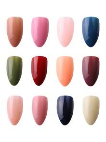 288 Pieces (12 Mixed) Long Acorn Design Glossy Acrylic Pressed Nails Set, Complete Set Of Fake Nails, Suitable For Girls And Women For Office And Daily Life Wearing