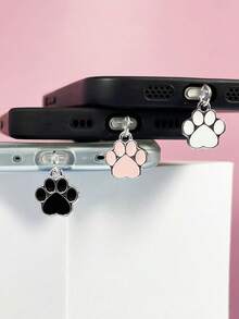 3pcs Cat Paw Design Cute Metal Dust Plug Accessories, Phone Charging Port Stopper - Multicolor - View 13