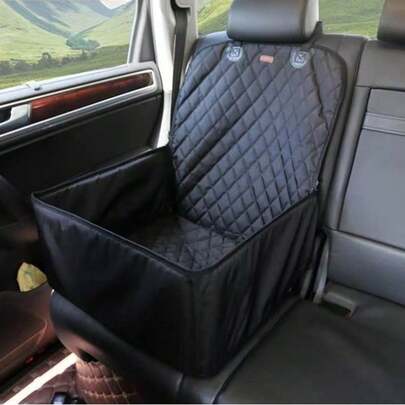 二合一狗狗汽车座椅套，高品质帆布宠物后座垫，适用于多种车型，宠物汽车吊床防水猫咪靠背保护垫 - 符合人体工学的后座狗狗旅行汽车座椅垫，适合旅行，汽车SUV防尘防宠物毛发座椅套，耐用易清洁设计（1件黑色）