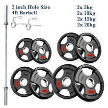 Shark Power Gear Tri Grip Weight Plates (Pair & Sets) – Compatible With 2 Inch Barbell (4ft / 5ft / 6ft / 7ft) – Full Home Gym Strength Kit - A - Ver 69
