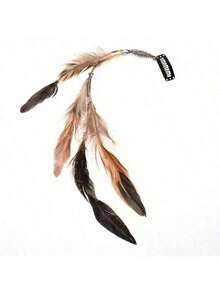 1pc Artificial Feather Boho Style Feather Tassel Hair Clip With Snap, Suitable For Women Daily Use,Hair Accessories,Hair Barrettes Hair Clips Claw Clips Hair Claws, Hair Slide, School Stuff 2IIH - 咖啡棕 - 查看 2