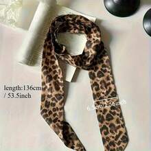 3 Leopard Print Polka Dot Women's Long Scarves - Vintage Hot , Wrap Scarves, Headscarves, Belts, Fashion Accessories, Versatile Styling, Clothing Enhancer, Fashion Prints, Soft Material, Durable Textiles, Headband Wraps, Vintage Enthusiasts - Họa tiết da báo/chấm bi đen - Xem 5
