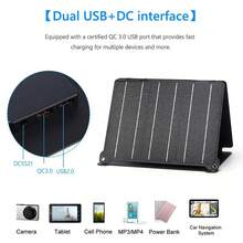 Cargador de panel solar portátil de 21 W, kit de panel solar plegable con salida DC/USB C/USB A para banco de energía, estación de teléfono, tableta, panel solar impermeable de alta eficiencia - Negro - Ver 2