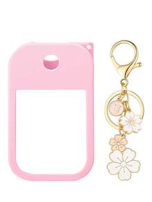 2pcs/1pc (30ml) Hand Sanitizer Spray Bottle Protective Case, 26 Cherry Blossom Letter Pendant, Silicone Spray Bottle Anti-Drop Anti-Collision Protective Cover, Keychain Design, Easy To Carry For Travel, Can Be Hung On Bags, Keys Or Children's Backpacks, Wear-Resistant, Waterproof, Reusable Protective Cover Suitable For Hand Sanitizer Spray Bottle, Travel, Outdoor, Gifts, Halloween Gifts, Christmas Gifts