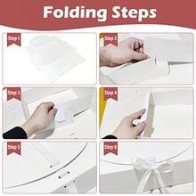 BoShahai 10 PCS Gift Boxes With Lids 10.6x7.8x3.1 Inch Kraft Paper Gift Box White With Ribbon Bridesmaid Proposal Box For Wedding Packaging Present Birthday Cupcake