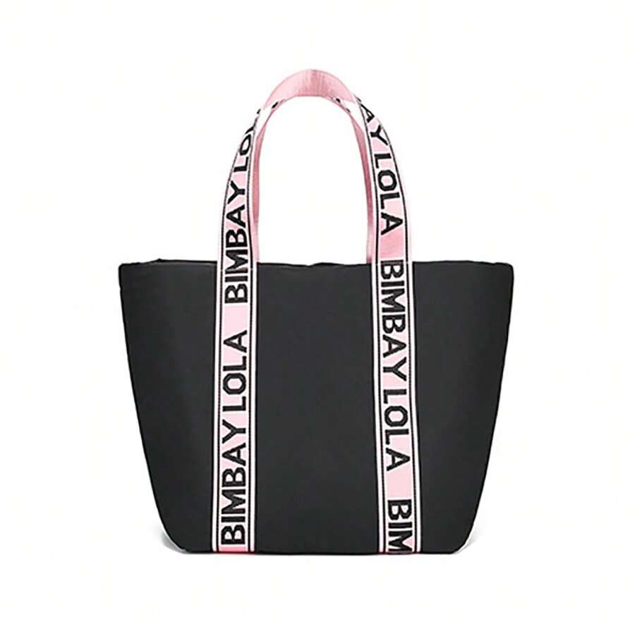 Women's Nylon Handbag, Large Shoulder Bag With Multiple Pockets, Casual Tote Bag With Zipper For Work, Travel And College - Hồng - Xem 1
