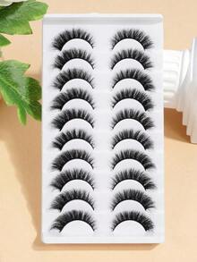 10 Pairs False Eyelashes Volumized Faux Mink Lashes Magnetic Lashes Curling Fluffy Suitable For Parties Gift For Women & Girl False Eyelashes Natural Strip Lashes,Lashes,Eyelashes,Fake Lashes - màu đen - Xem 9