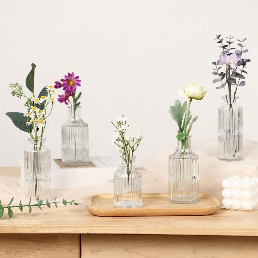 Tomnk Glass Bud Vases Set Of 9/12/36, Small Mini Flower Vases Bulk Pack For Centerpiece Table Decor, Wedding Reception Party Baby Shower, Vintage Home Decor Clear Glass Vases Set, Mother's Day Decor, Ideal Mother's Day Gift - 無色 - 查看 1
